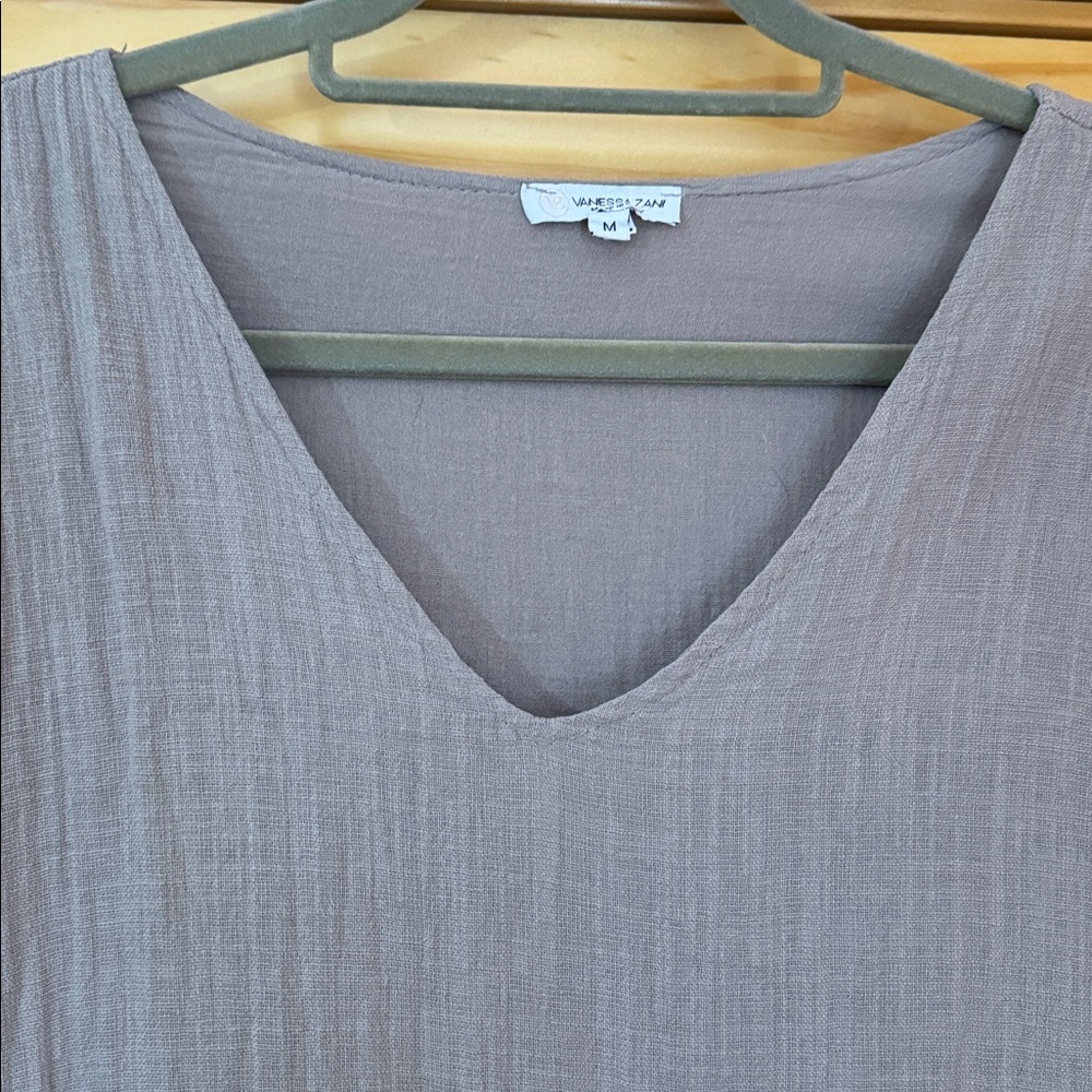 Vanessa zani mocha v neck dress medium - Picture 2 of 6